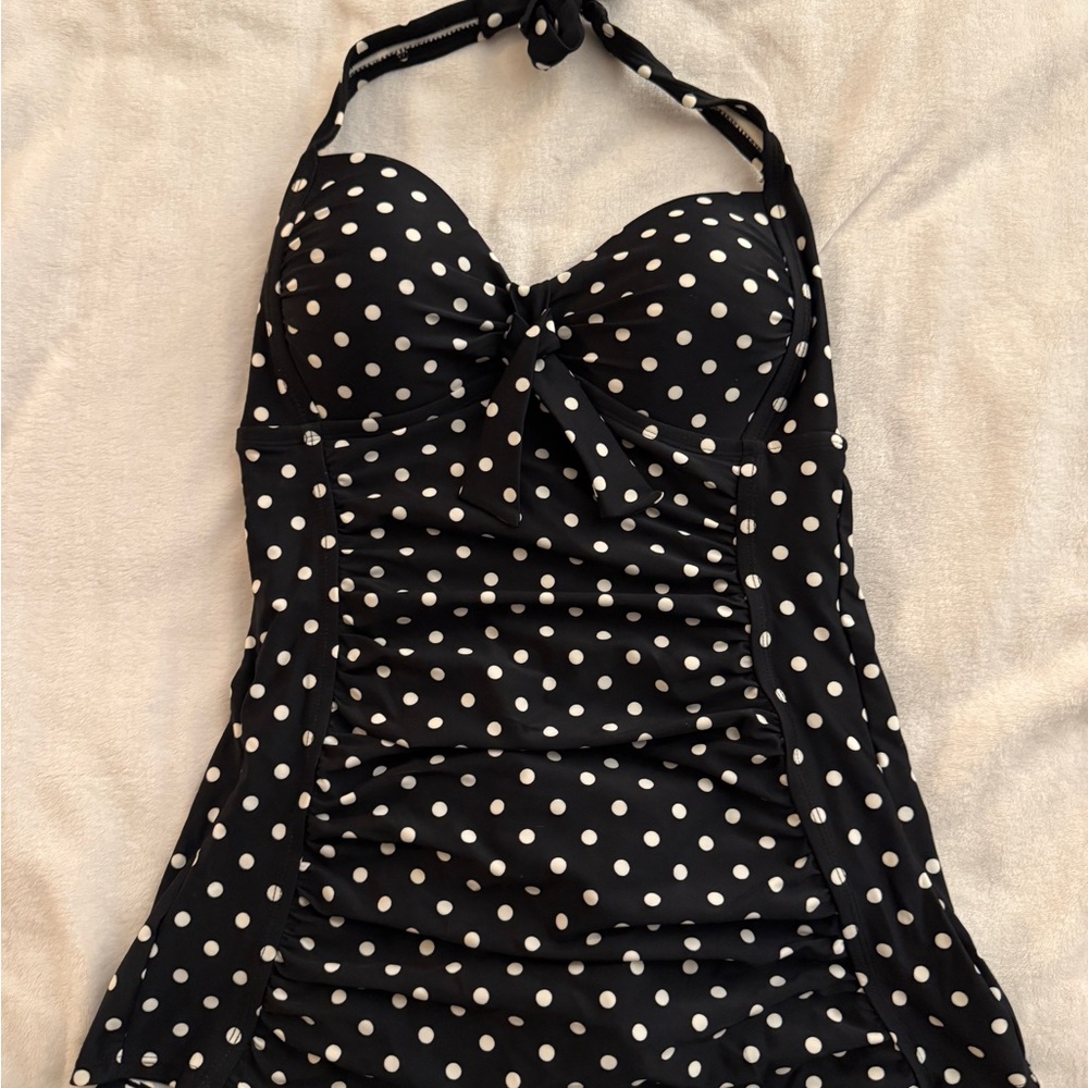 Merona Black One Piece with White Dots